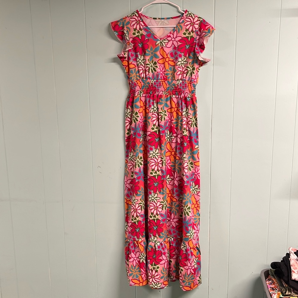 Floral bright colored maxi dress